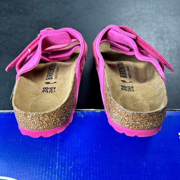 Birkenstock Uji Nubuck-Suede Leather Womens Sandals Size 7 Fuchsia Tulip NEW - Picture 4 of 7